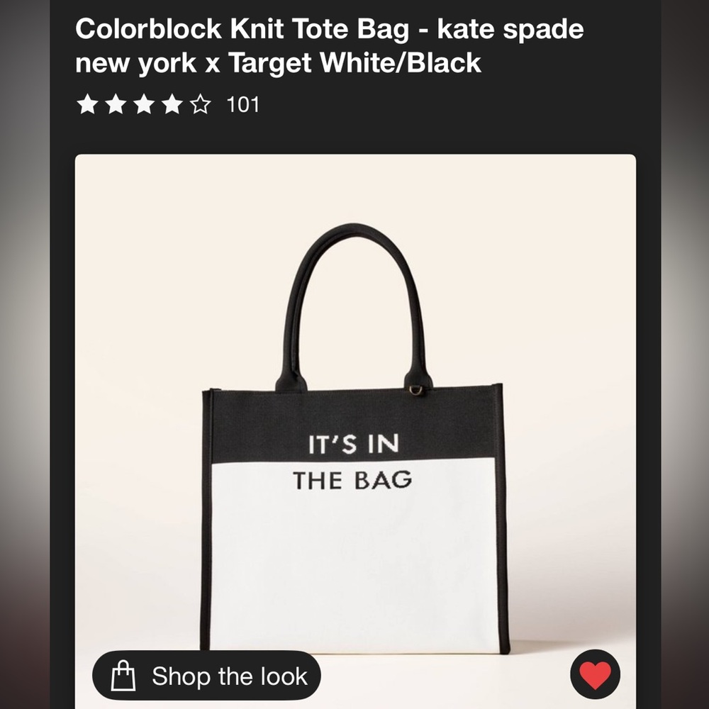 Black and white Kate Spade X Target tote